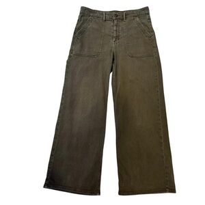 American Eagle Super High Rise Baggy Wide Leg Pant Size 6 Short Army Olive Green